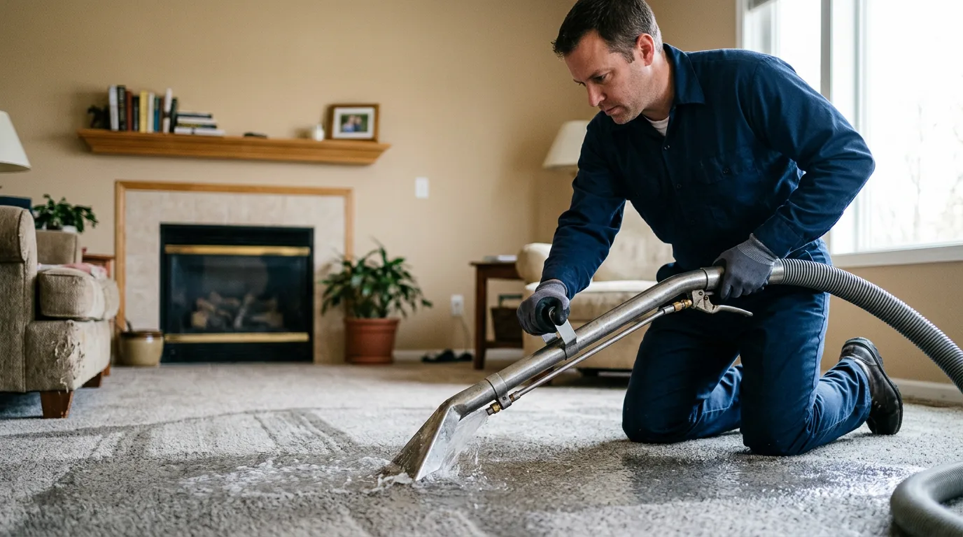 Water damage restoration technician working near New Freeport, PA